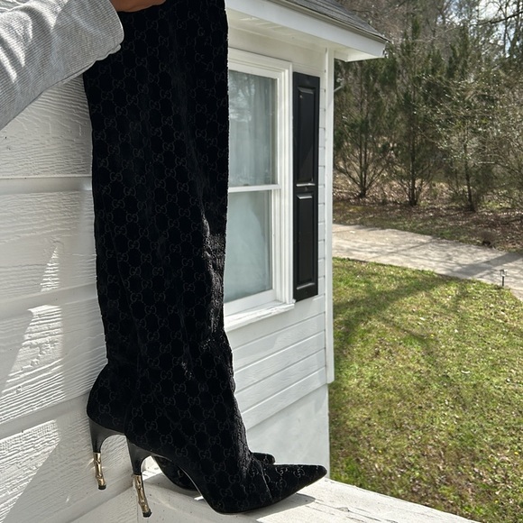 GUCCI Tom Ford- Velvet Over the Knee Boots - Picture 5 of 11